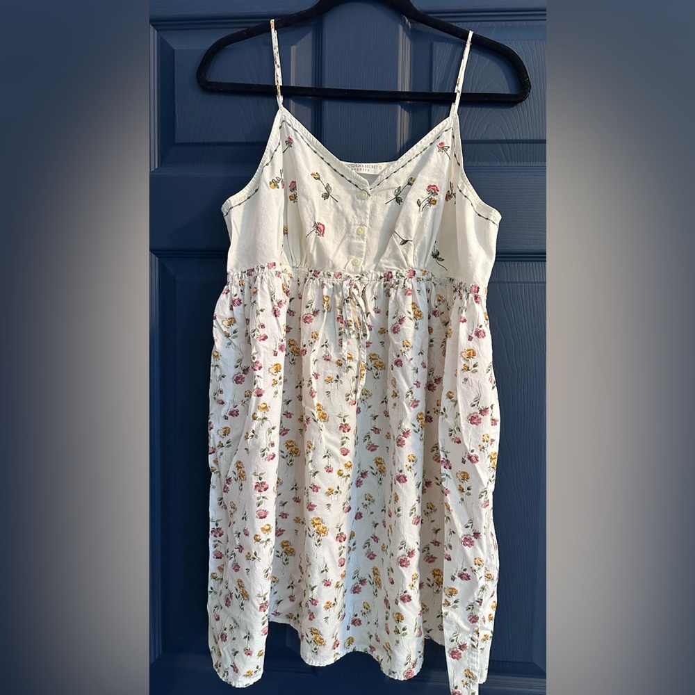 Victoria's Secret White Floral Cotton Chemise